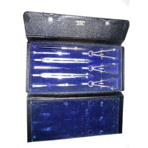 Chandi Drafting Tool Set Engineering Instruments In Black Case Complete Vintage